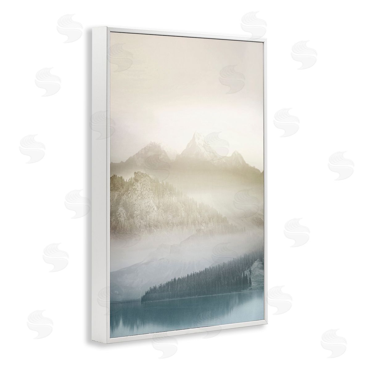 Vanilla Mountain Peaks View White Frame Print Wall Art, Home Decor by Gemma Bardot