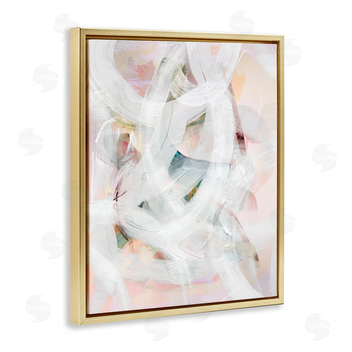 Tender Moments Abstraction Gold Floating Frame Canvas Wall Art, Home Decor by Gemma Bardot