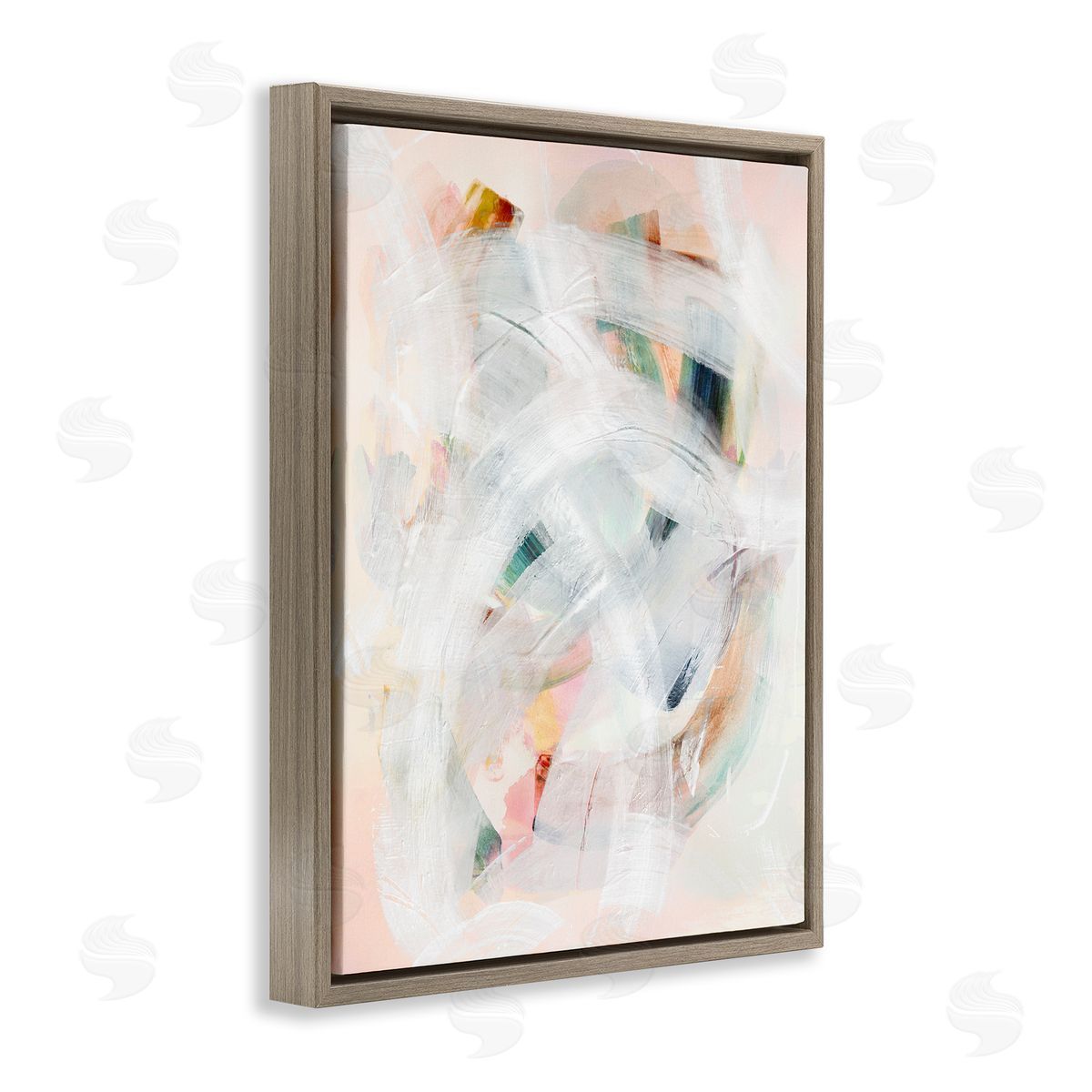 Soft Abstraction with Curved Lines Brown Floating Frame Canvas Wall Art, Home Decor by Gemma Bardot