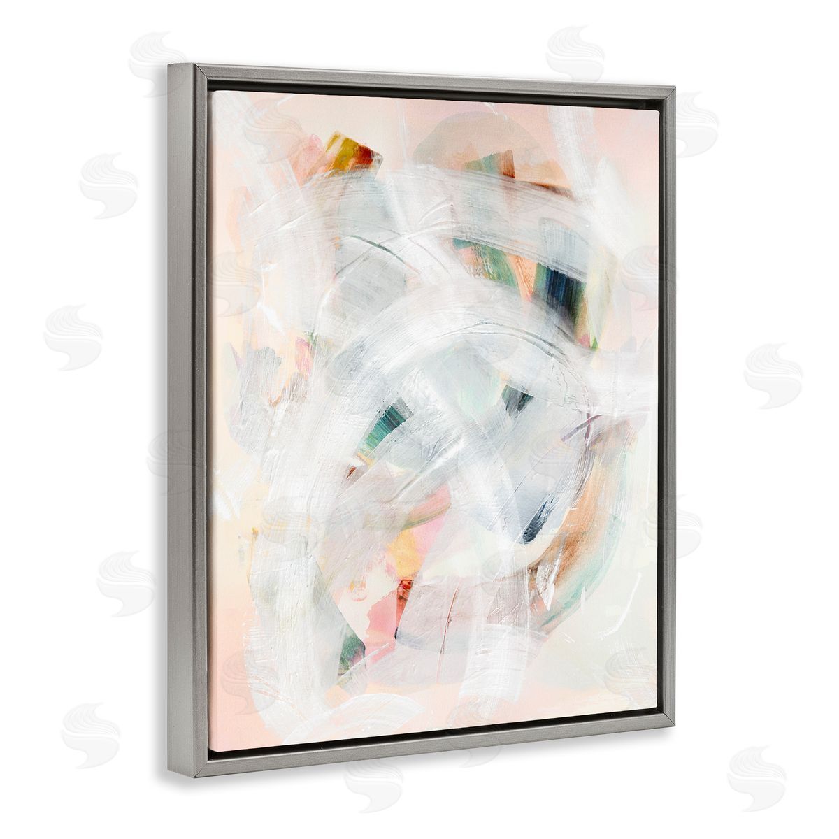 Soft Abstraction with Curved Lines Grey Floating Frame Canvas Wall Art, Home Decor by Gemma Bardot