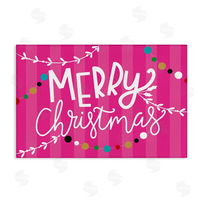 Louise Allen Designs | Merry Christmas over Pink Stripes