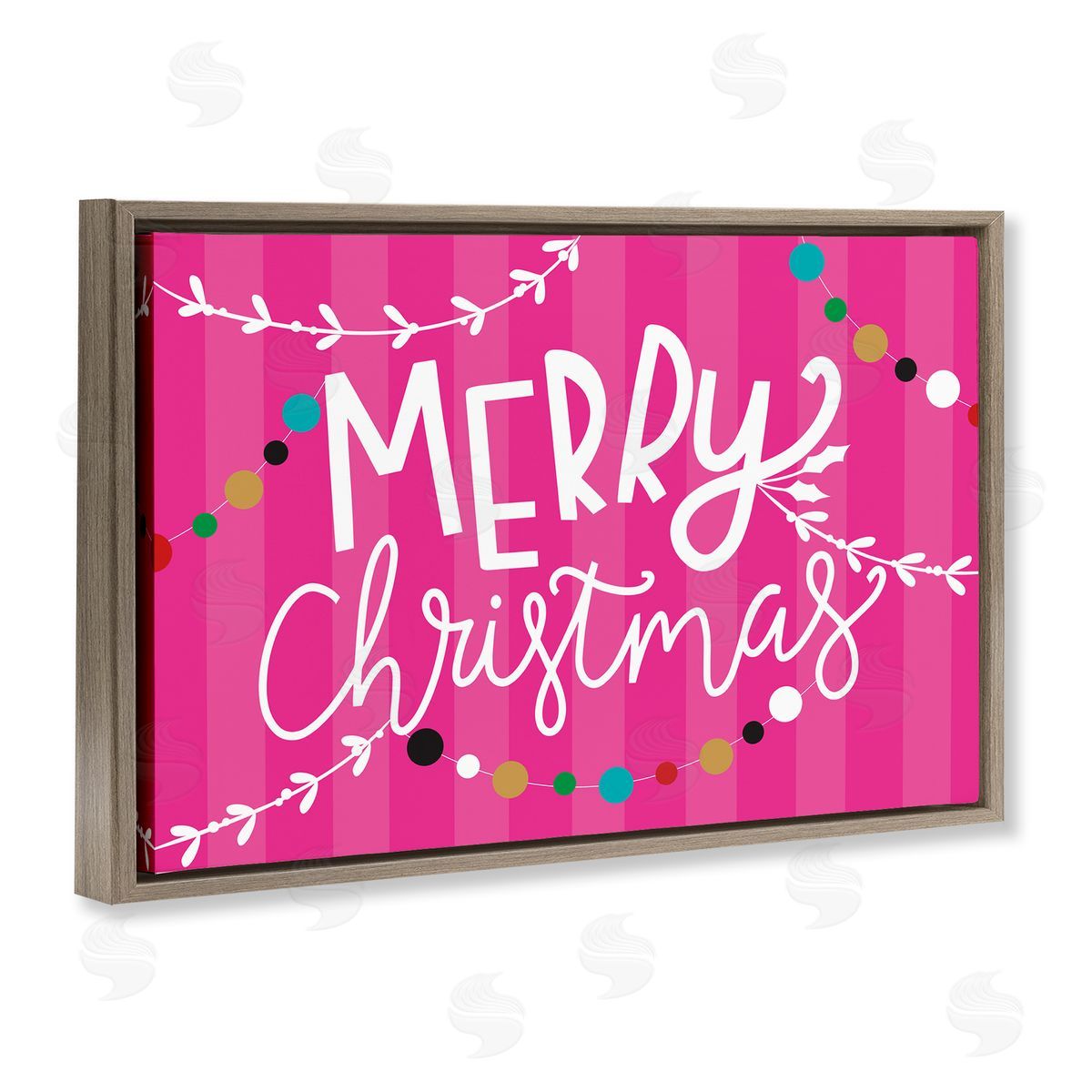 Louise Allen Designs | Merry Christmas over Pink Stripes