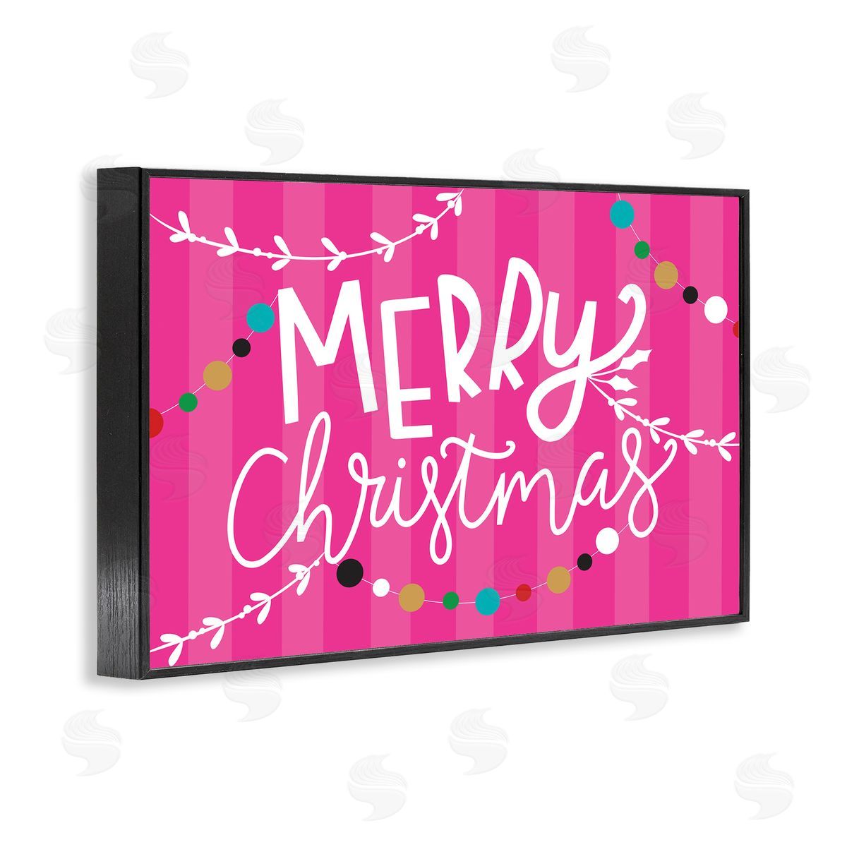 Louise Allen Designs | Merry Christmas over Pink Stripes