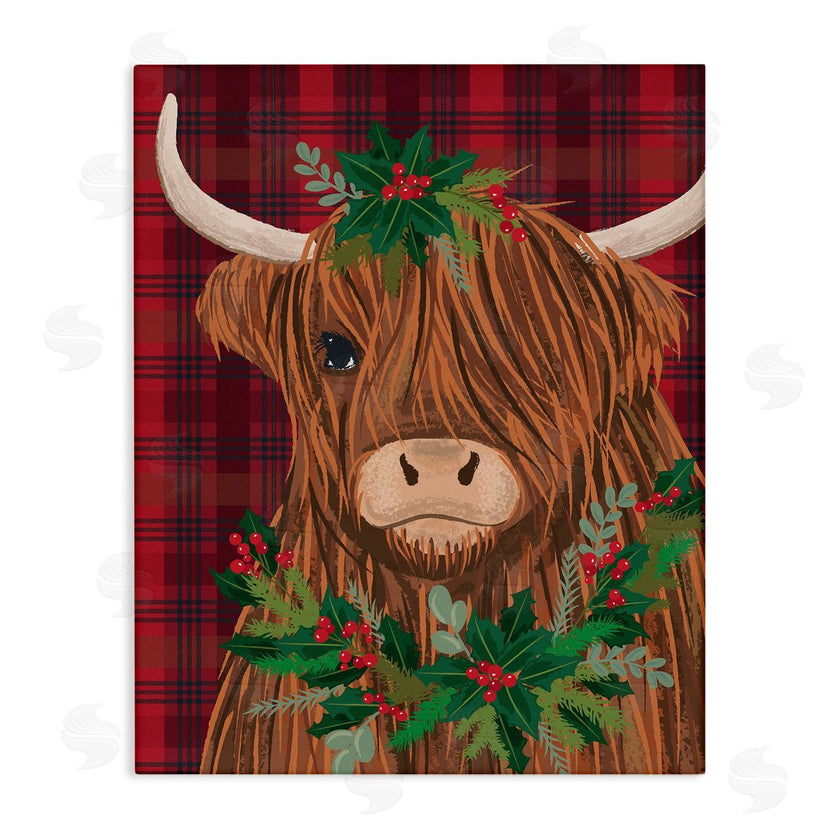 Lisa Perry Whitebutton | Holiday Cattle on Buffalo Plaid