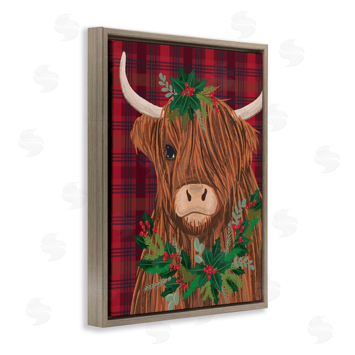 Lisa Perry Whitebutton | Holiday Cattle on Buffalo Plaid