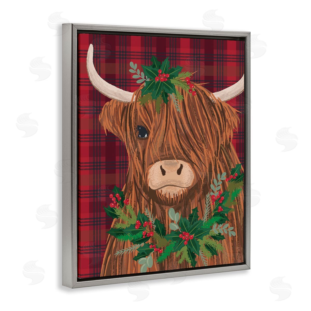 Lisa Perry Whitebutton | Holiday Cattle on Buffalo Plaid