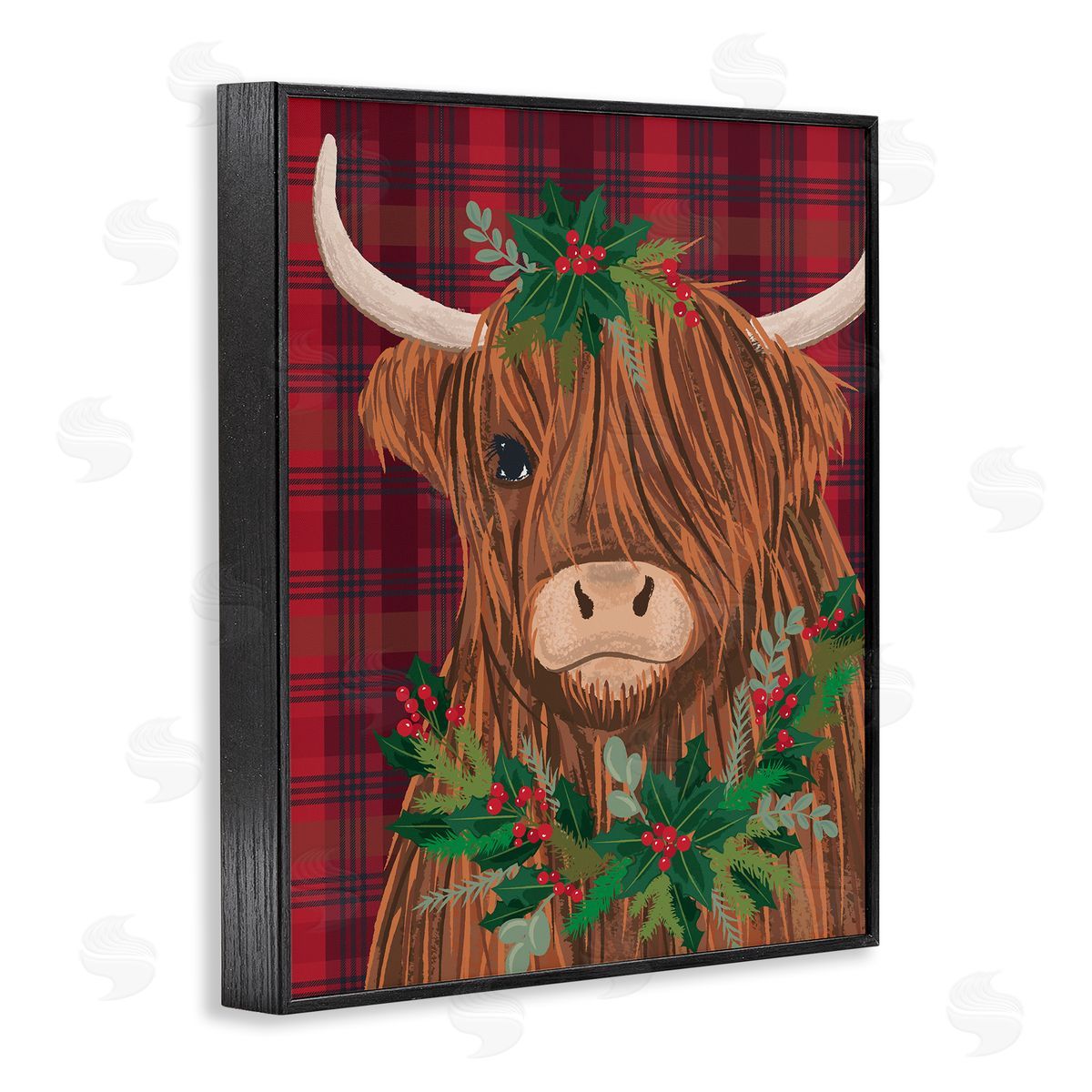 Lisa Perry Whitebutton | Holiday Cattle on Buffalo Plaid
