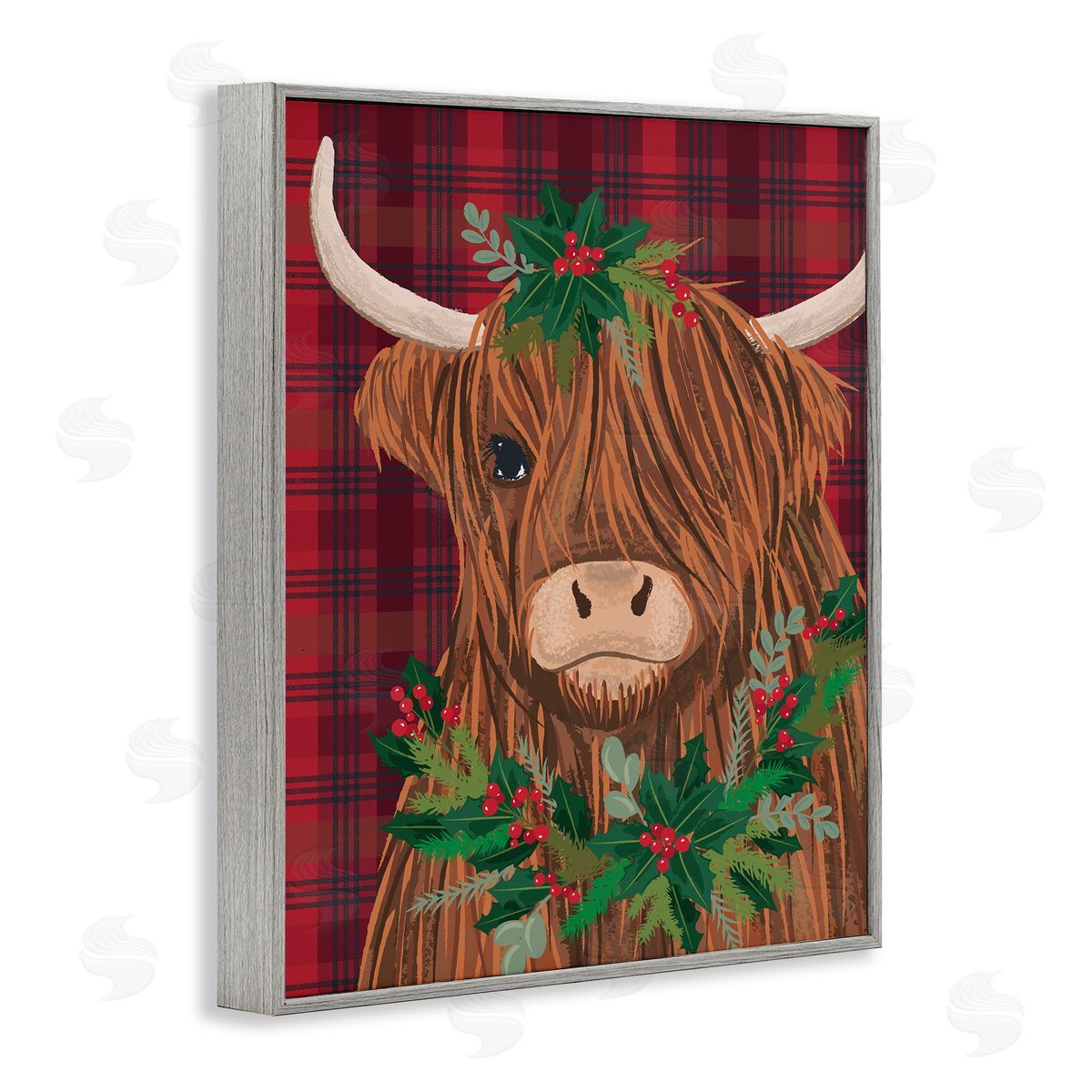 Lisa Perry Whitebutton | Holiday Cattle on Buffalo Plaid