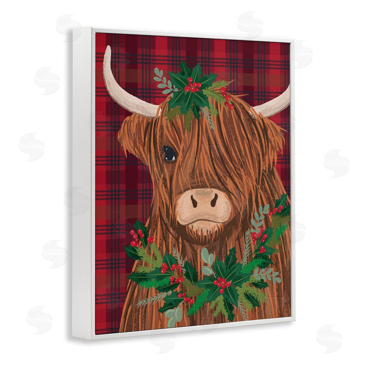 Lisa Perry Whitebutton | Holiday Cattle on Buffalo Plaid