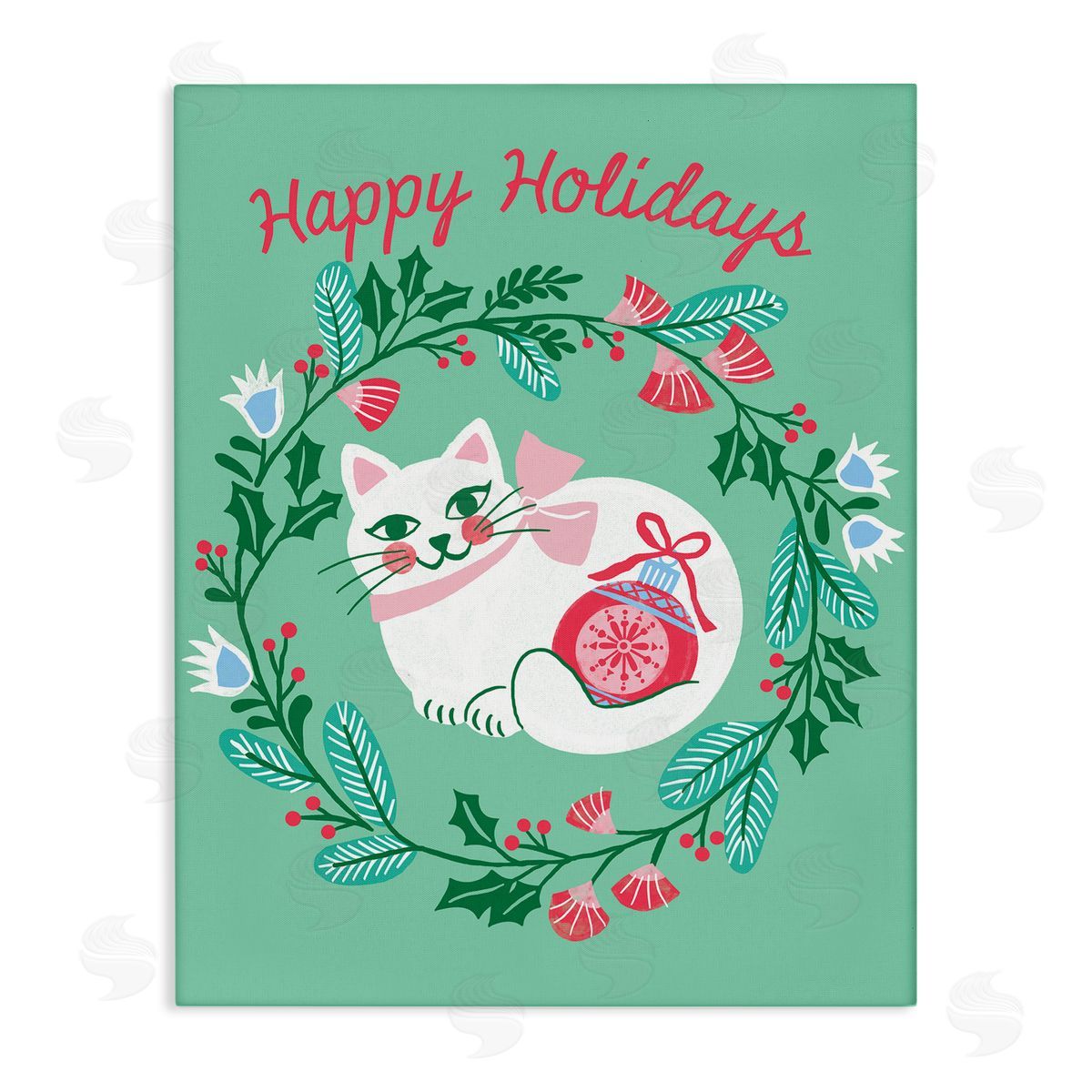 Riley Hutchens | Happy Holidays Cat & Wreath
