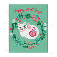 Riley Hutchens | Happy Holidays Cat & Wreath
