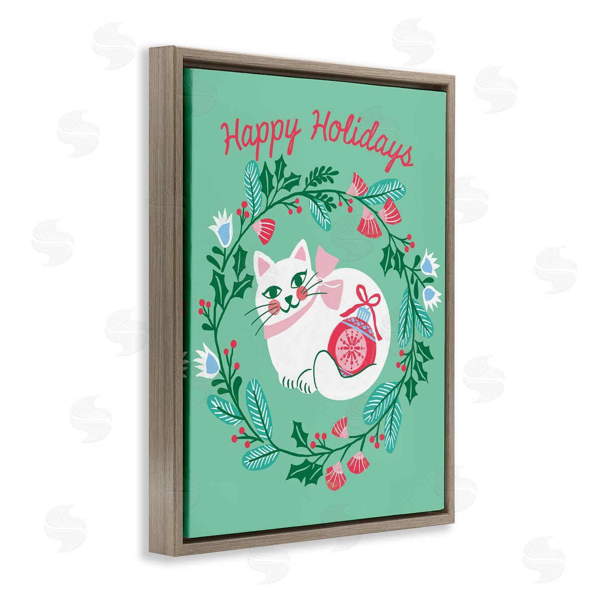 Riley Hutchens | Happy Holidays Cat & Wreath