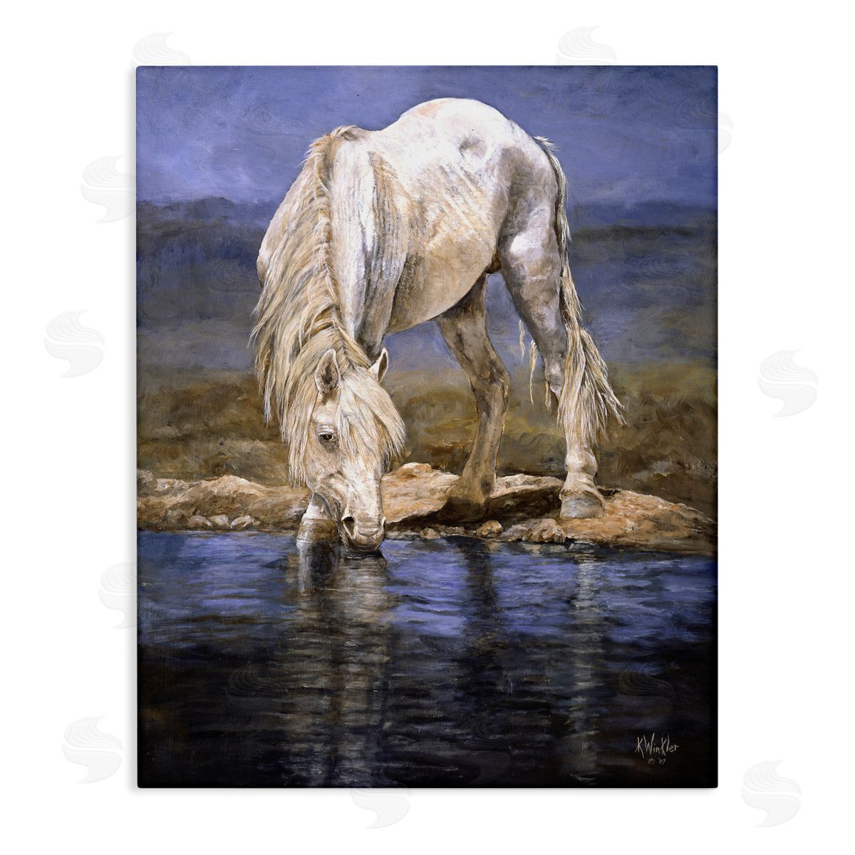 Kathy Winkler  | White Horse at River's Edge