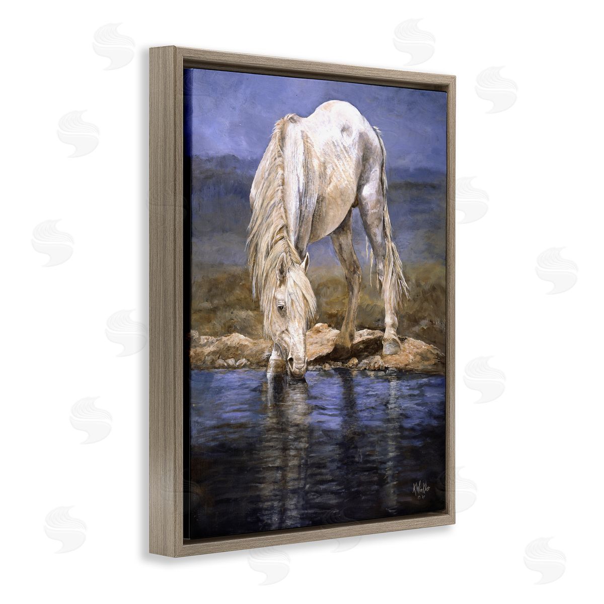 Kathy Winkler  | White Horse at River's Edge