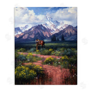 Jack Sorenson | Cowboy Tending Horse by Mountain