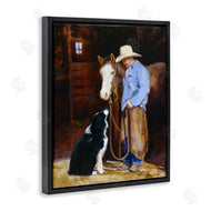 Carolyne Hawley | Cowboy with Horse & Dog