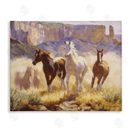 Claire Goldrick | Horses on Dusty Cliffside