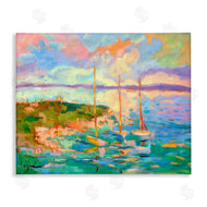Dorothy Fagan | Vivid Abstract Coast with Boats