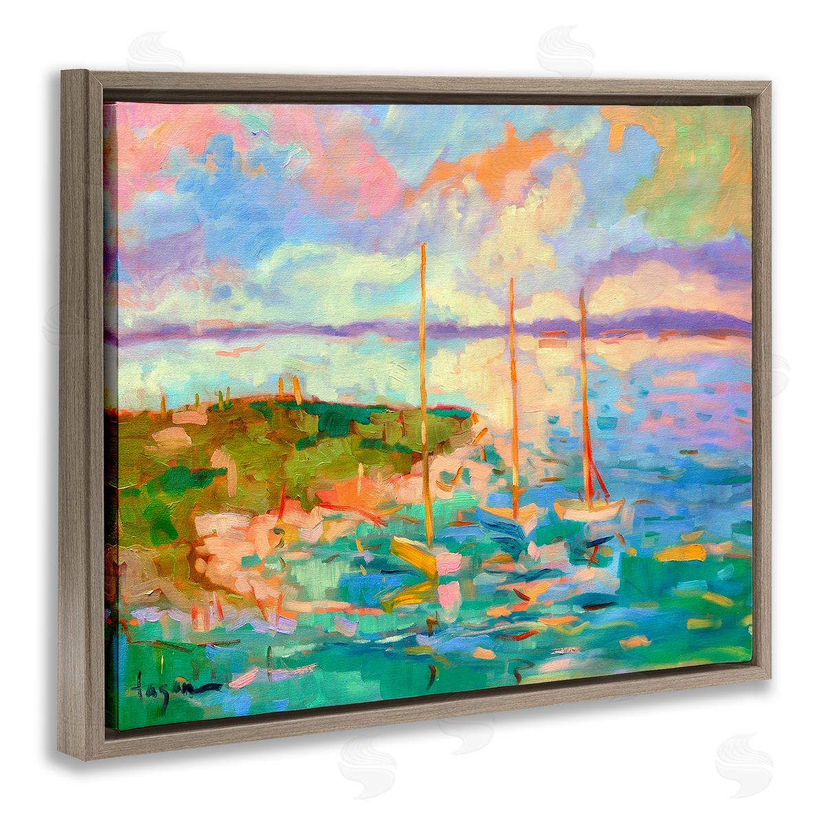 Dorothy Fagan | Vivid Abstract Coast with Boats