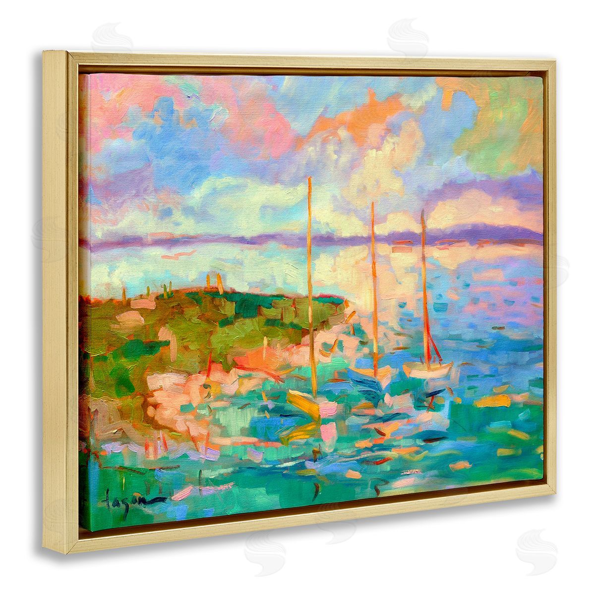 Dorothy Fagan | Vivid Abstract Coast with Boats