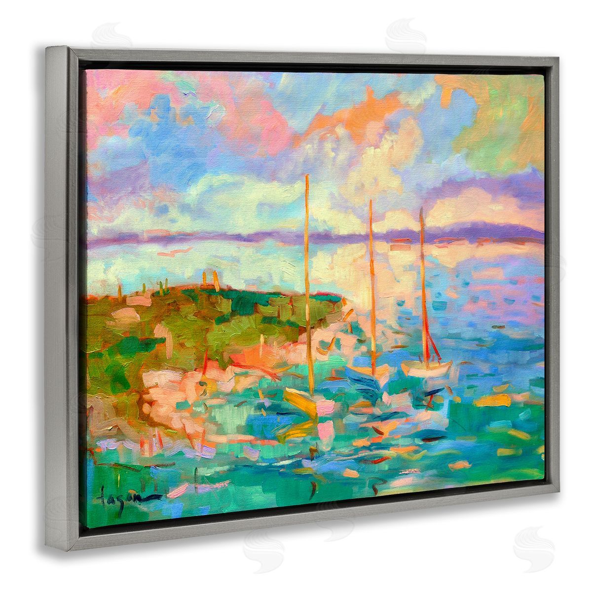 Dorothy Fagan | Vivid Abstract Coast with Boats