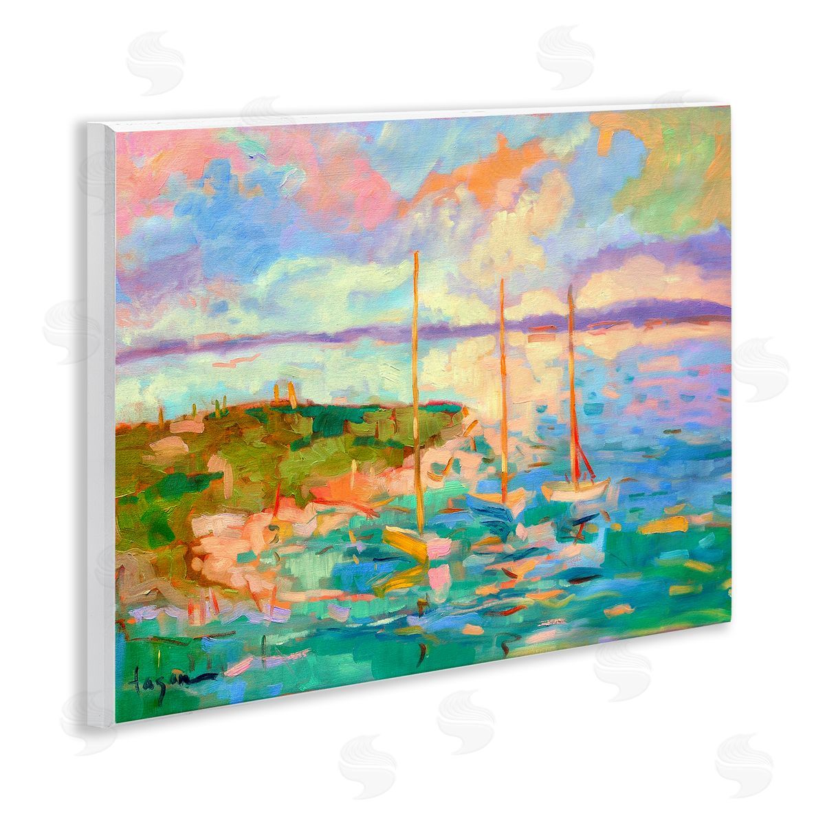 Dorothy Fagan | Vivid Abstract Coast with Boats