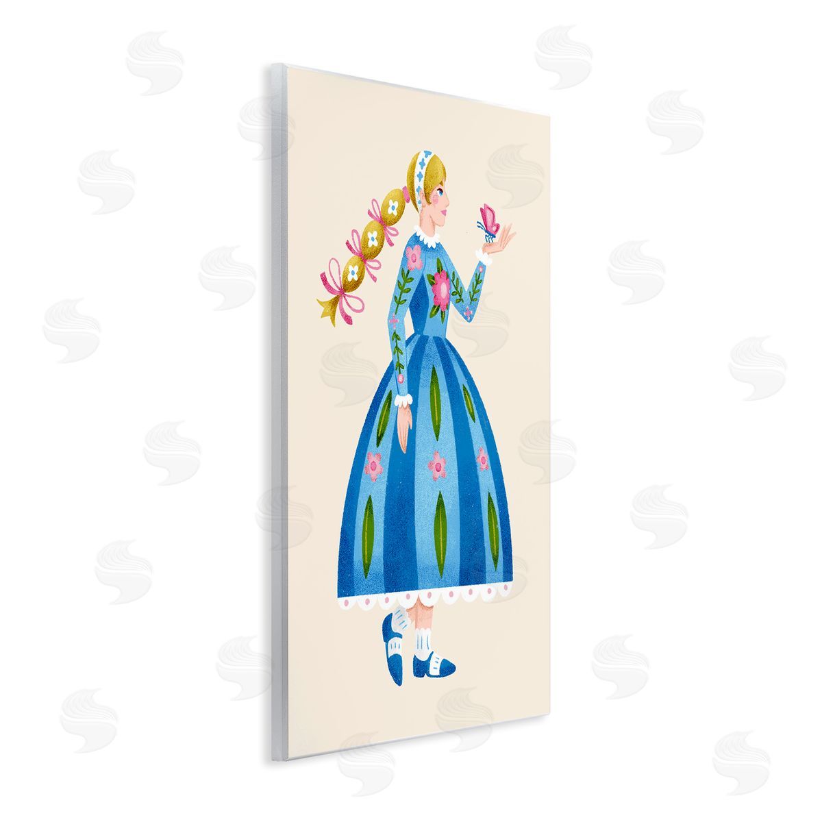 Blonde Folk Girl & Butterfly Wood Plaque Wall Art, Home Decor by Hannah Moren