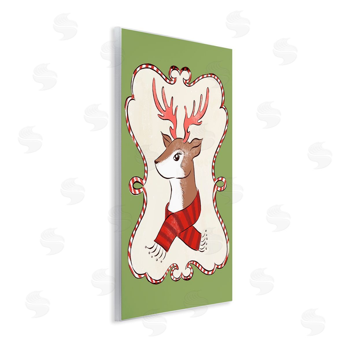 Festive Winter Deer in Scarf Wood Plaque Wall Art, Home Decor by Hannah Moren