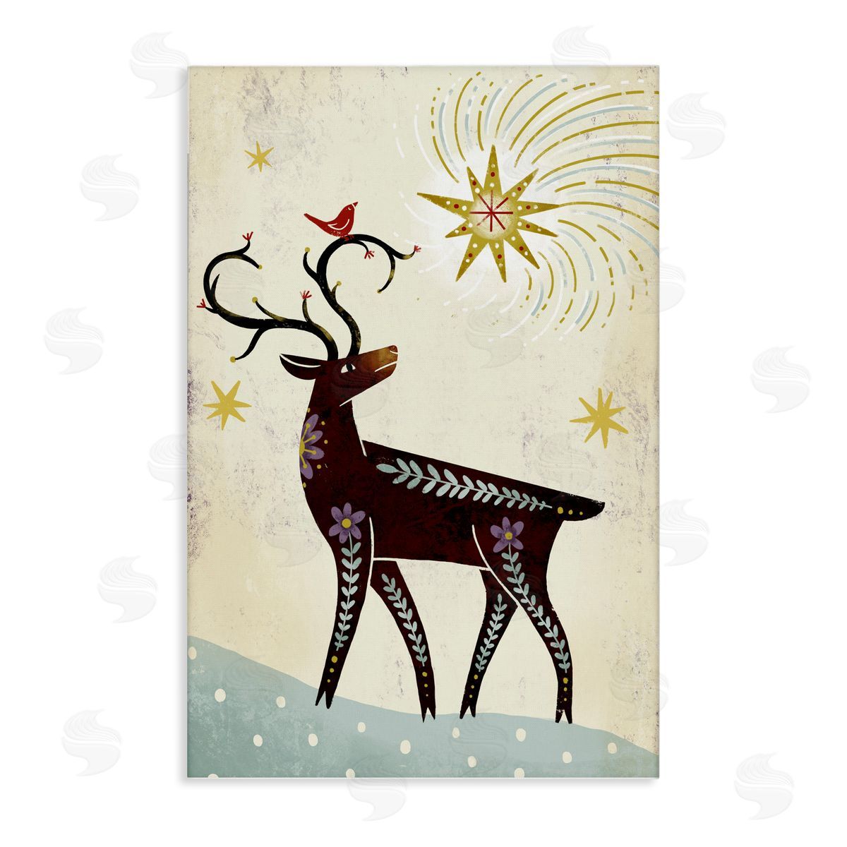 Rustic Winter Deer Canvas Wall Art, Home Decor by Hannah Moren