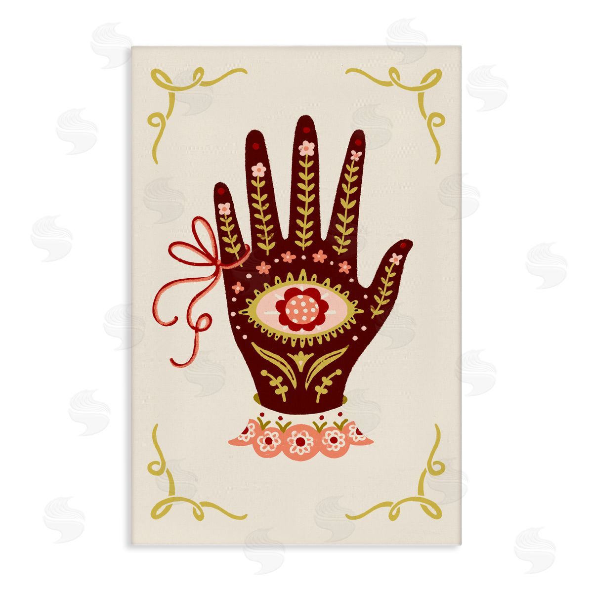 Boho Folk Style Hand Canvas Wall Art, Home Decor by Hannah Moren