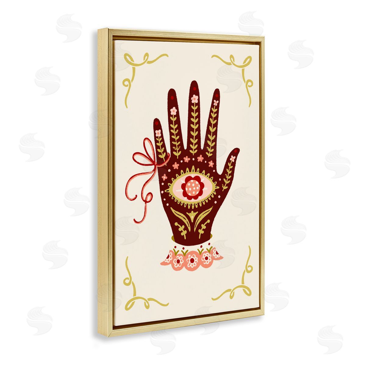 Boho Folk Style Hand Gold Floating Frame Canvas Wall Art, Home Decor by Hannah Moren