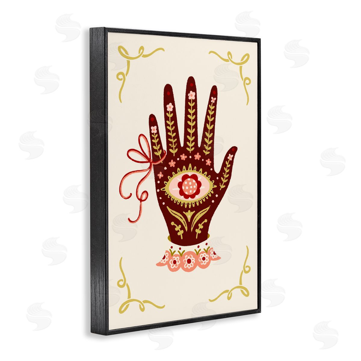 Boho Folk Style Hand Black Frame Print Wall Art, Home Decor by Hannah Moren