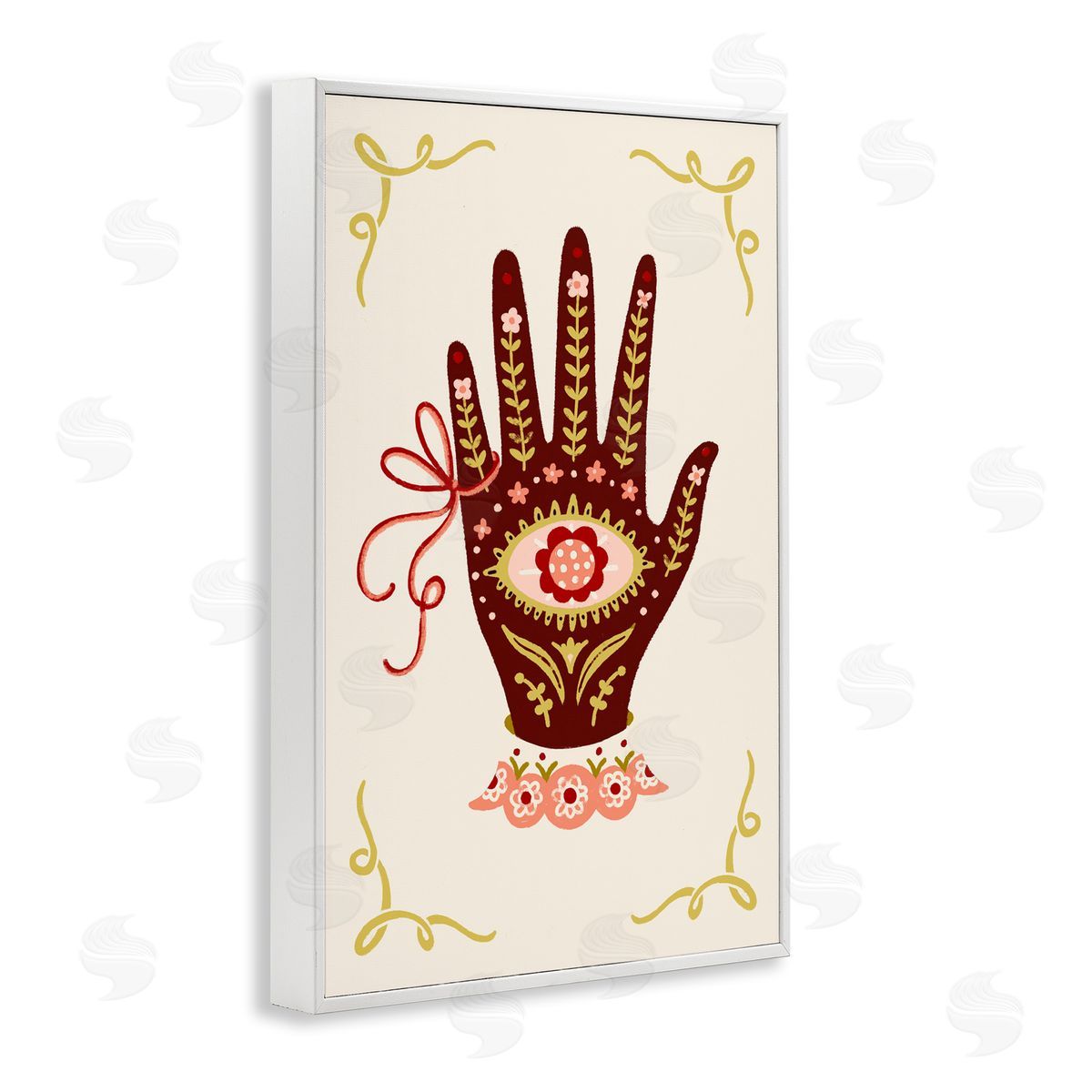 Boho Folk Style Hand White Frame Print Wall Art, Home Decor by Hannah Moren