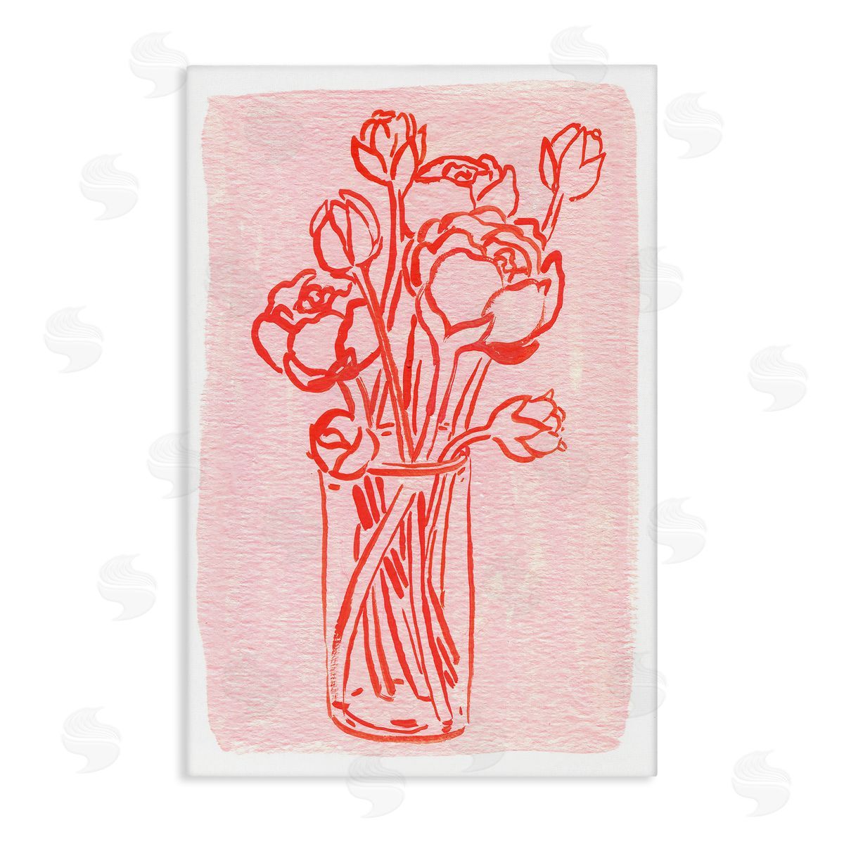 Outlined Peony Vase Canvas Wall Art, Home Decor by Hannah Moren