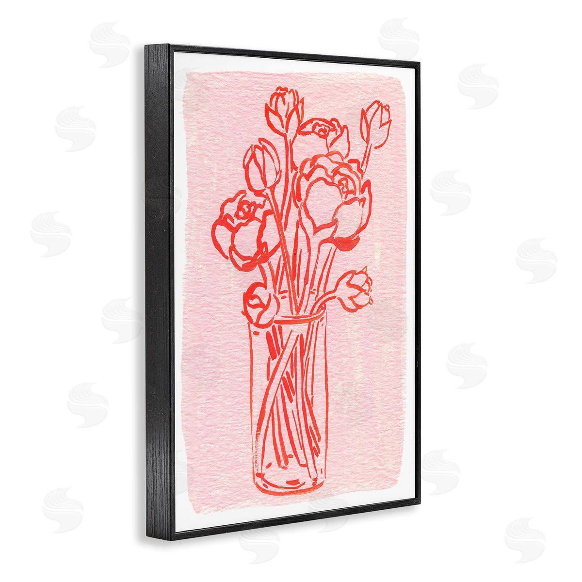 Outlined Peony Vase Black Frame Print Wall Art, Home Decor by Hannah Moren