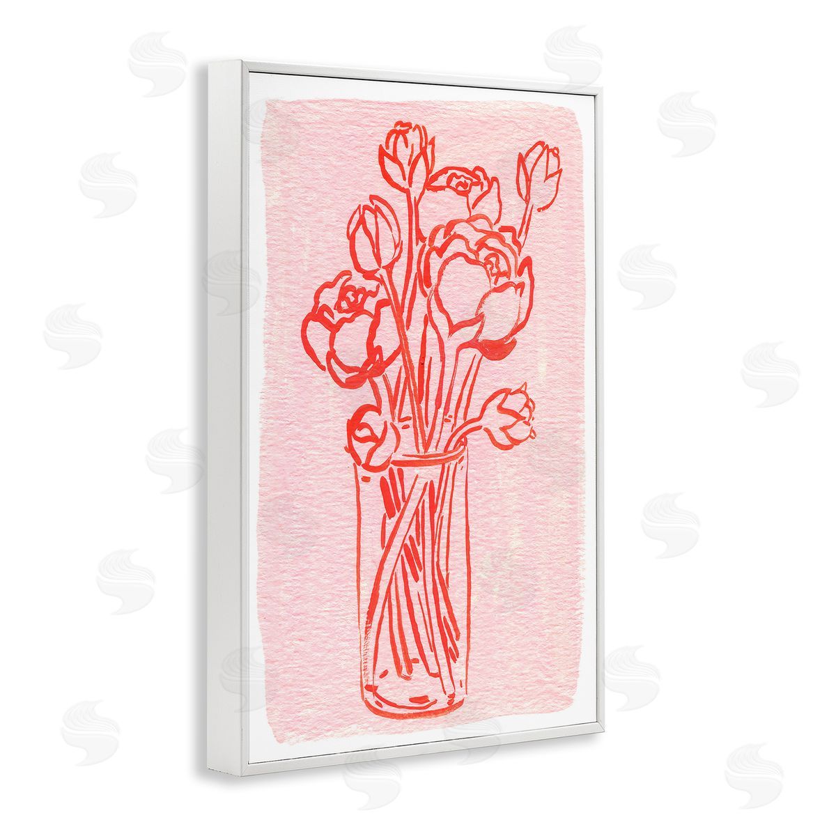 Outlined Peony Vase White Frame Print Wall Art, Home Decor by Hannah Moren