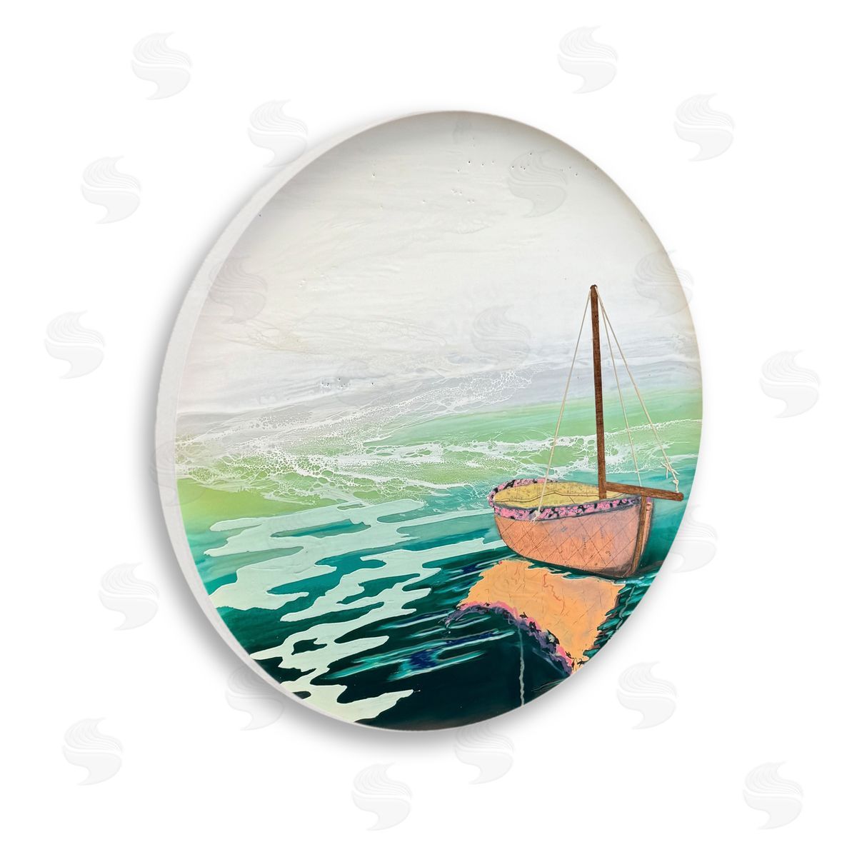 Stacy Gresell Maritime Round Boat Scene Wall Plaque Art Print