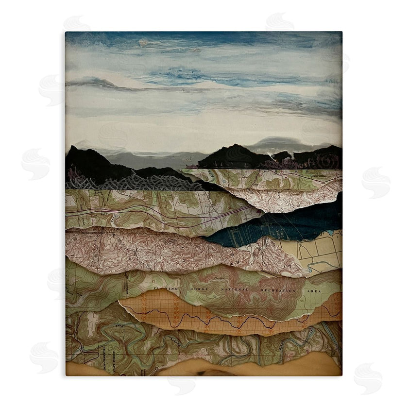 Stacy Gresell | Map Collaged Mountains Landscape