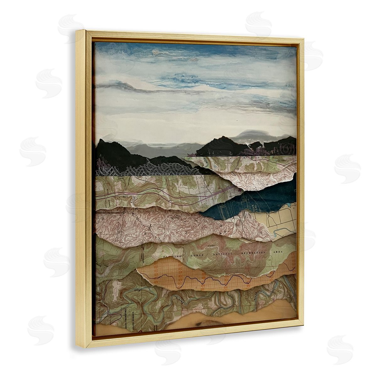 Stacy Gresell | Map Collaged Mountains Landscape