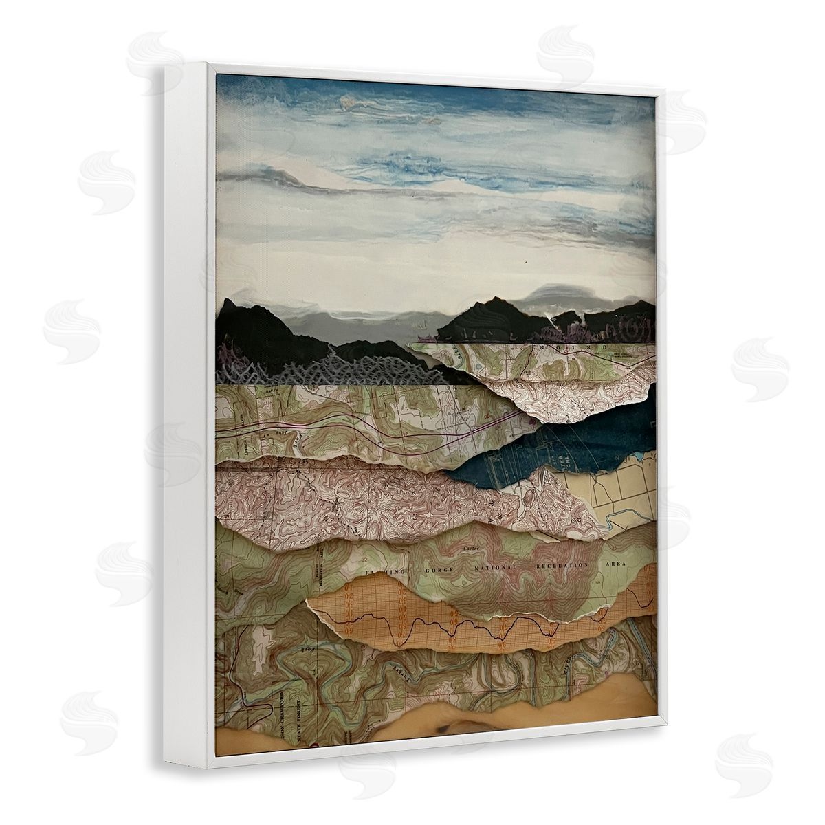 Stacy Gresell | Map Collaged Mountains Landscape