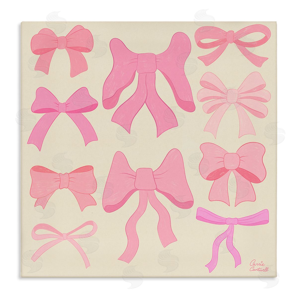Trendy Pink Bows Assortment Canvas Wall Art, Home Decor by Carrie Cantwell