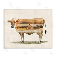 Amber Sterling | Cow with Country Barn Landscape