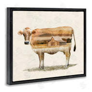 Amber Sterling | Cow with Country Barn Landscape