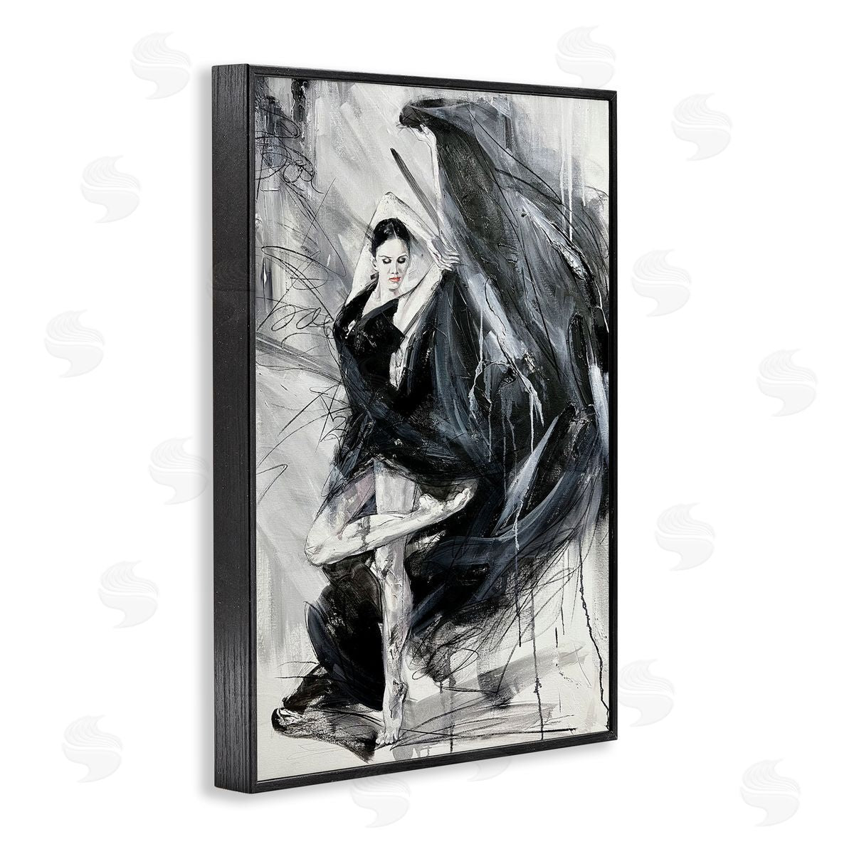 Elegant Dancer Abstract Black Frame Print Wall Art, Home Decor by Lucille Lee
