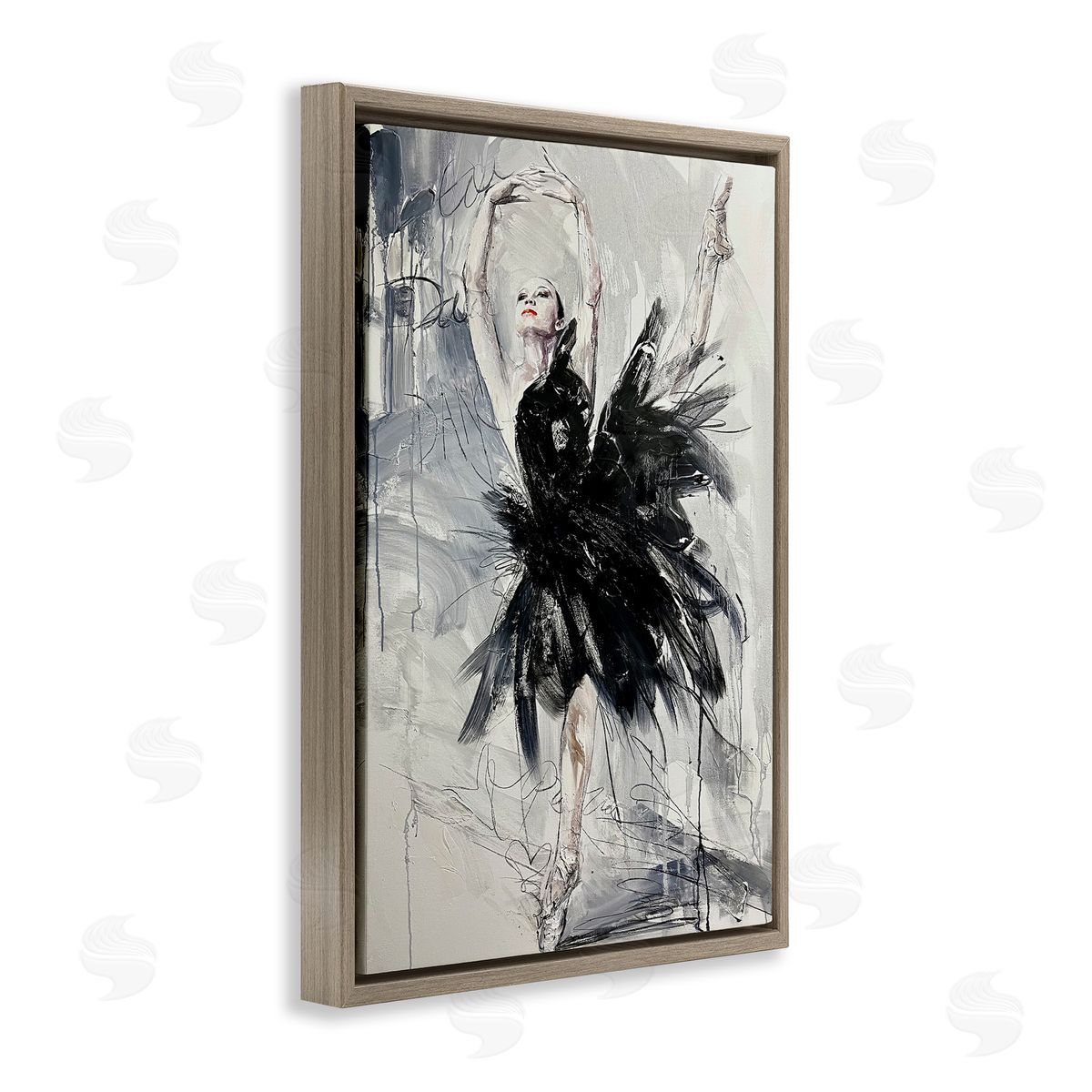 Graceful Dancer Abstract Brown Floating Frame Canvas Wall Art, Home Decor by Lucille Lee