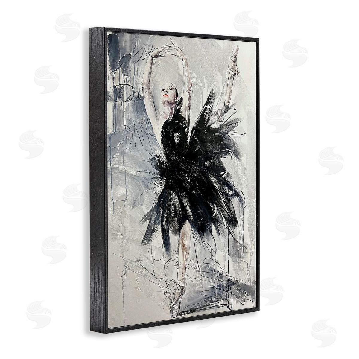 Graceful Dancer Abstract Black Frame Print Wall Art, Home Decor by Lucille Lee