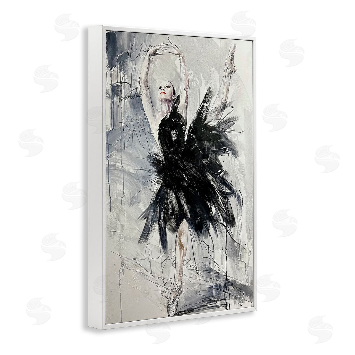 Graceful Dancer Abstract White Frame Print Wall Art, Home Decor by Lucille Lee