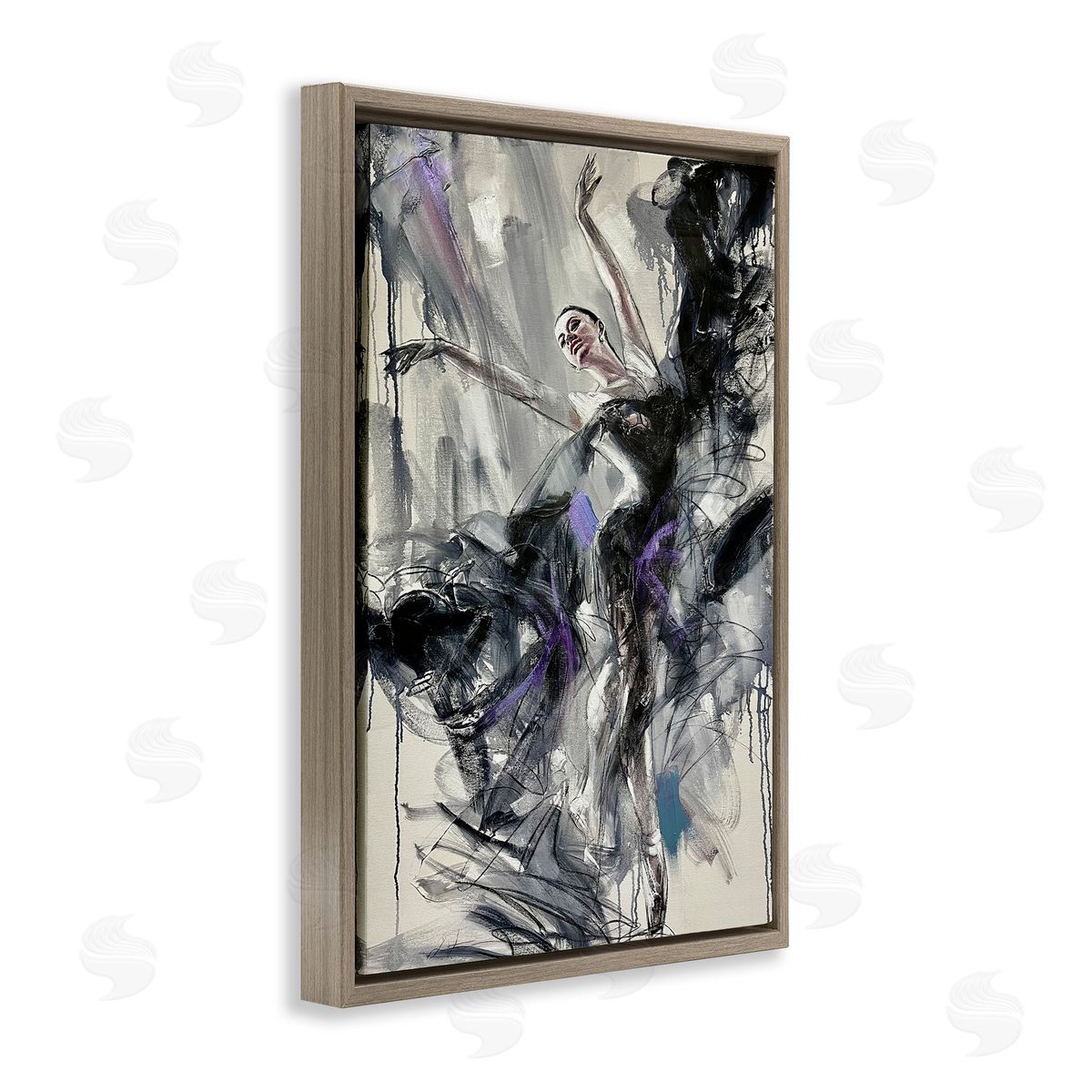 Abstract Elegance Dancer Brown Floating Frame Canvas Wall Art, Home Decor by Lucille Lee