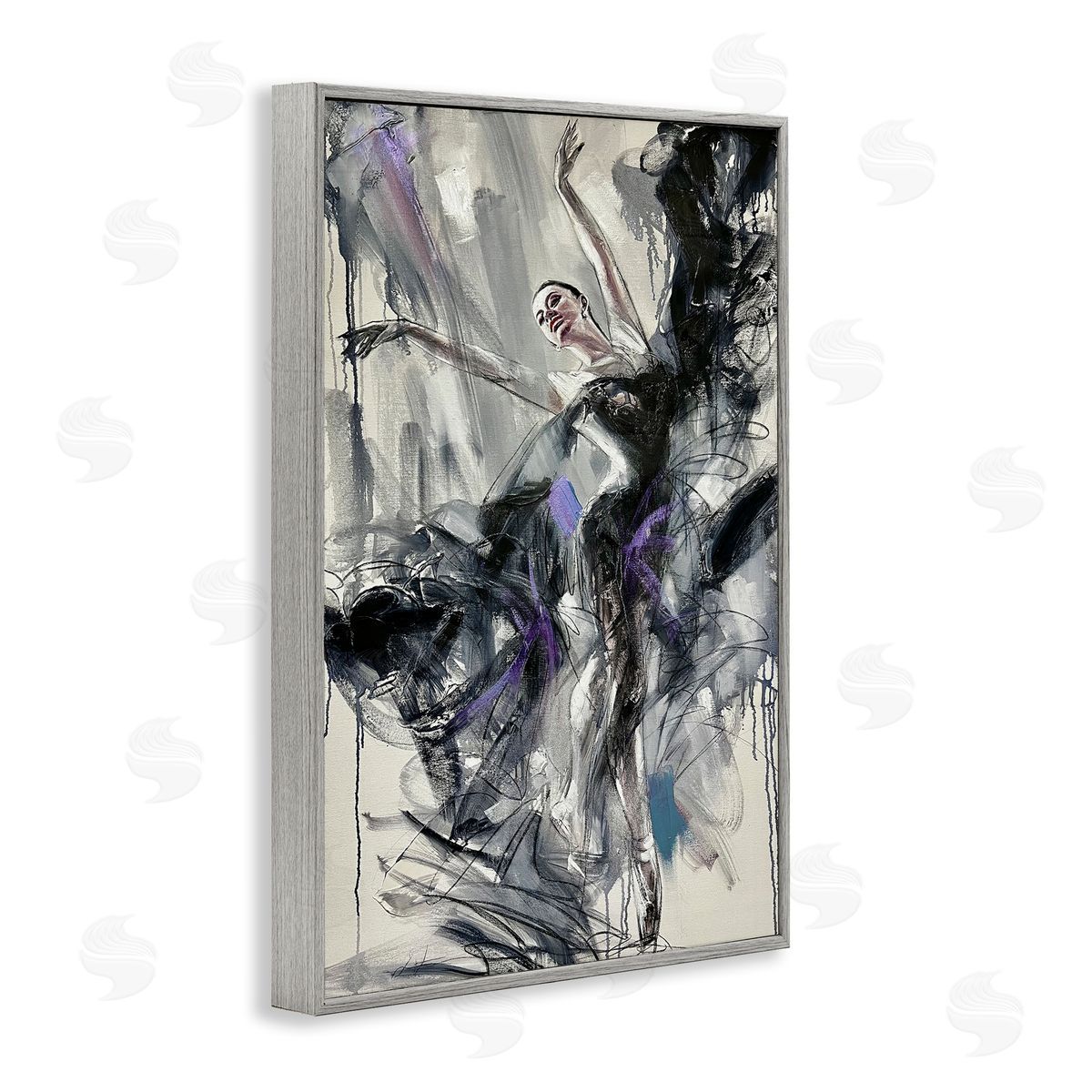 Abstract Elegance Dancer Grey Frame Print Wall Art, Home Decor by Lucille Lee