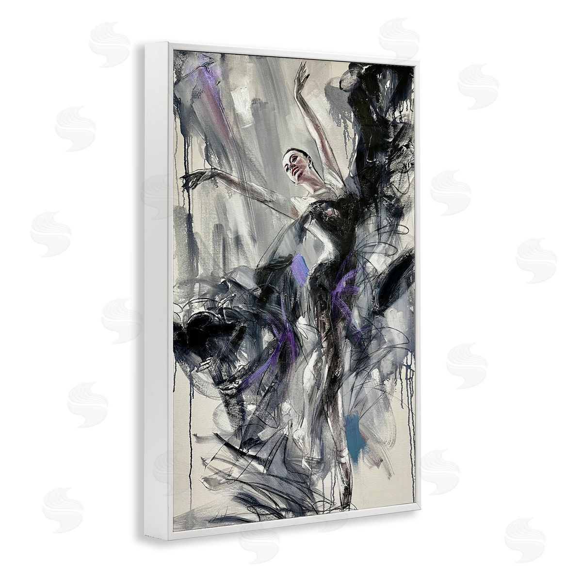 Abstract Elegance Dancer White Frame Print Wall Art, Home Decor by Lucille Lee